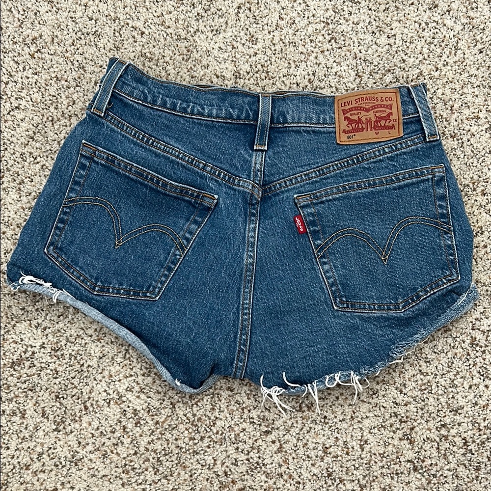 Levi's Blue Jean Shorts with Frayed Hem